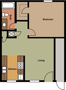 One Bedroom A / One Bath - 720 Sq. Ft.*